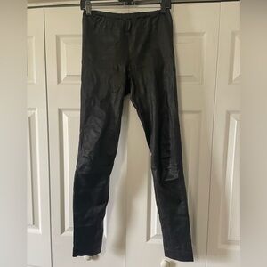 The Row elastic waist pull-on Black leather pants size M.
